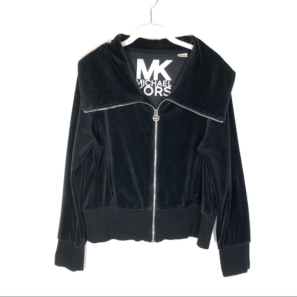 Michael Kors Jackets & Blazers - Michael Kors velour jacket black zip up XL
